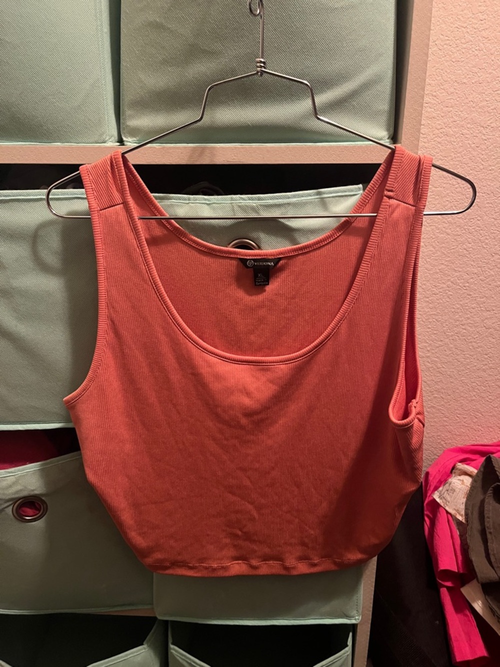 Versona peach Ribbed Scoop Tank Top